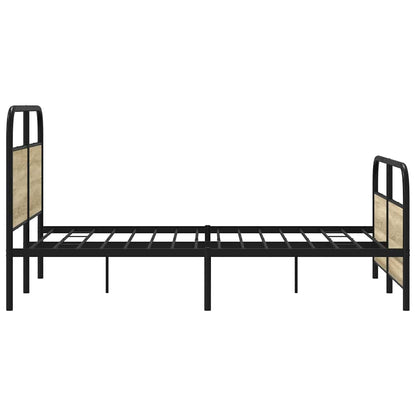 Metal Bed Frame without Mattress Sonoma Oak 140x200 cm