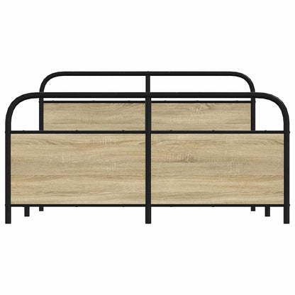 Metal Bed Frame without Mattress Sonoma Oak 150x200 cm King Size