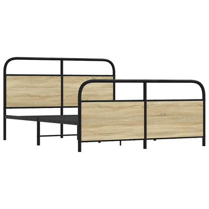 Metal Bed Frame without Mattress Sonoma Oak 160x200 cm
