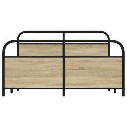 Metal Bed Frame without Mattress Sonoma Oak 160x200 cm