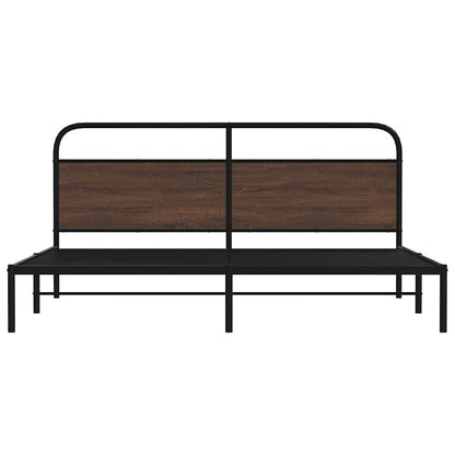Metal Bed Frame without Mattress Brown Oak 180x200 cm Super King