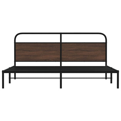 Metal Bed Frame without Mattress Brown Oak 183x213 cm