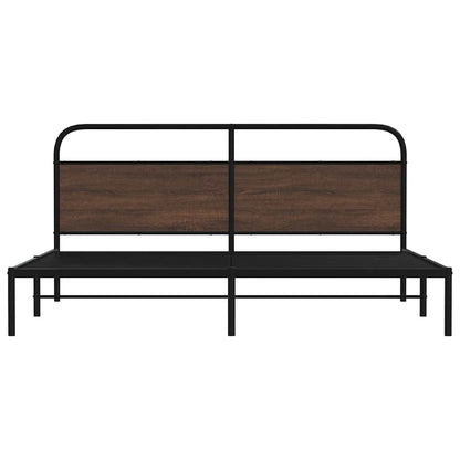 Metal Bed Frame without Mattress Brown Oak 200x200 cm
