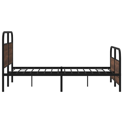 Metal Bed Frame without Mattress Brown Oak 137x190 cm