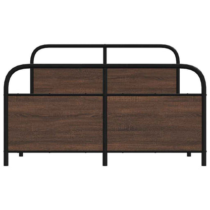 Metal Bed Frame without Mattress Brown Oak 140x190 cm