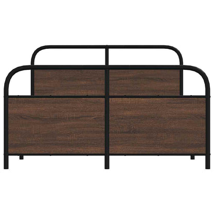 Metal Bed Frame without Mattress Brown Oak 140x200 cm