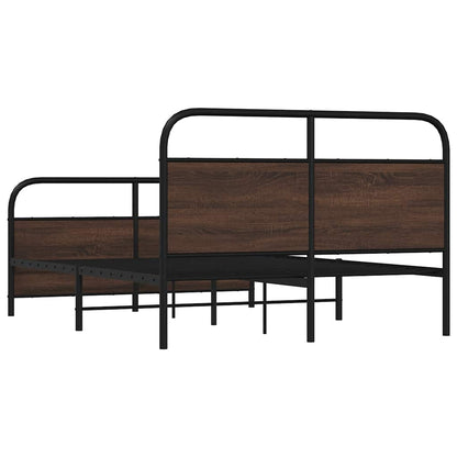 Metal Bed Frame without Mattress Brown Oak 140x200 cm