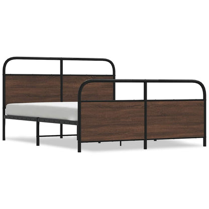 Metal Bed Frame without Mattress Brown Oak 160x200 cm