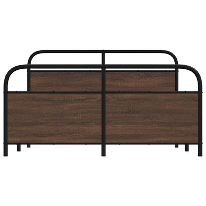 Metal Bed Frame without Mattress Brown Oak 160x200 cm