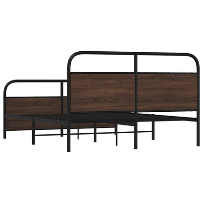 Metal Bed Frame without Mattress Brown Oak 160x200 cm