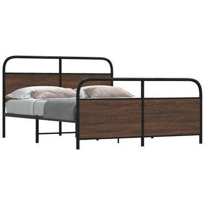 Metal Bed Frame without Mattress Brown Oak 160x200 cm