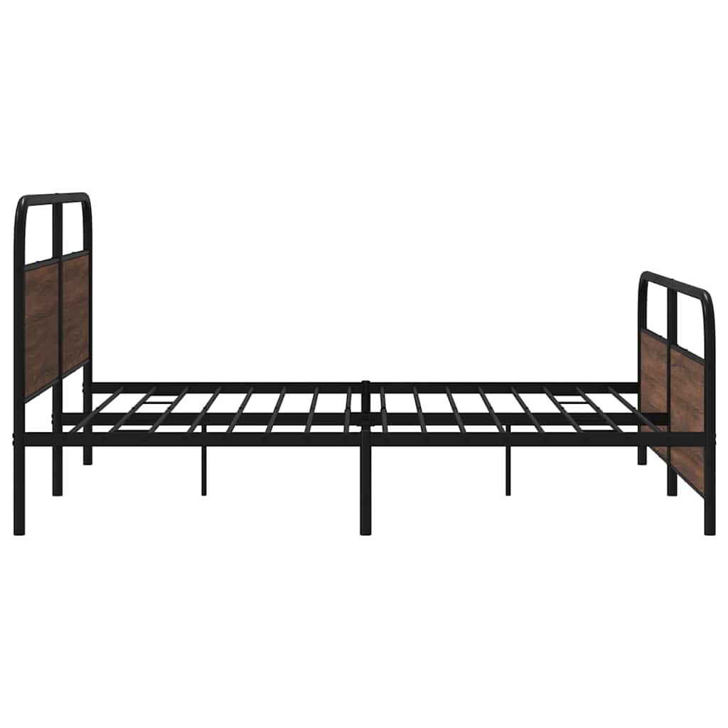 Metal Bed Frame without Mattress Brown Oak 180x200 cm Super King