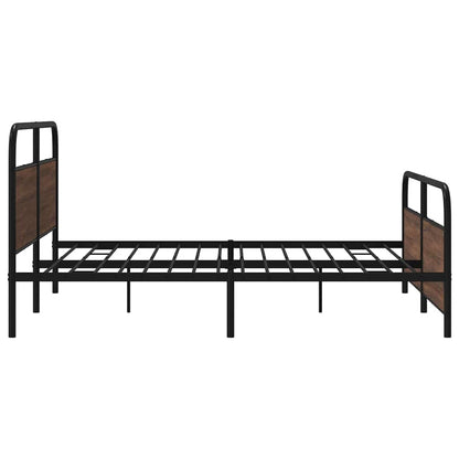 Metal Bed Frame without Mattress Brown Oak 180x200 cm Super King