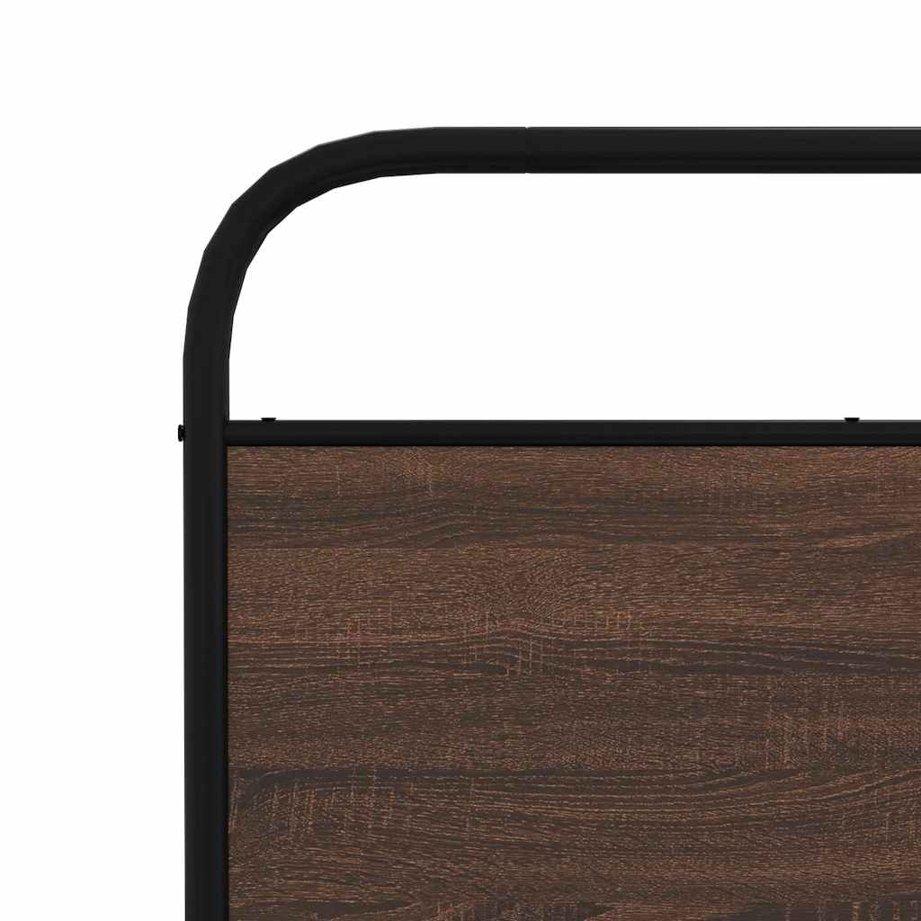 Metal Bed Frame without Mattress Brown Oak 180x200 cm Super King