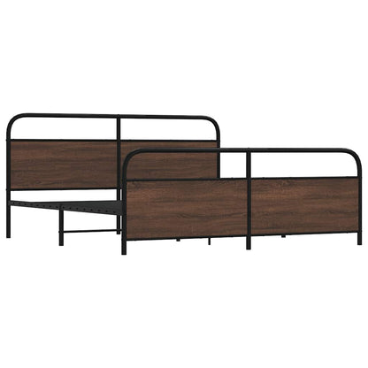 Metal Bed Frame without Mattress Brown Oak 183x213 cm