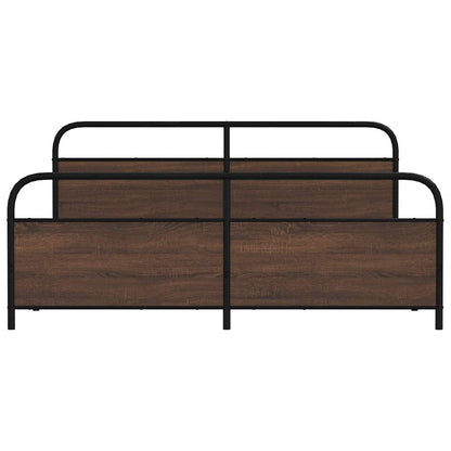 Metal Bed Frame without Mattress Brown Oak 183x213 cm