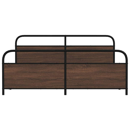 Metal Bed Frame without Mattress Brown Oak 193x203 cm