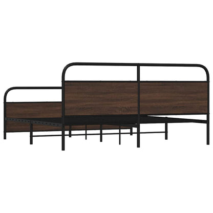 Metal Bed Frame without Mattress Brown Oak 200x200 cm