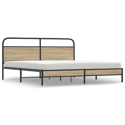Metal Bed Frame without Mattress Smoked Oak 183x213 cm