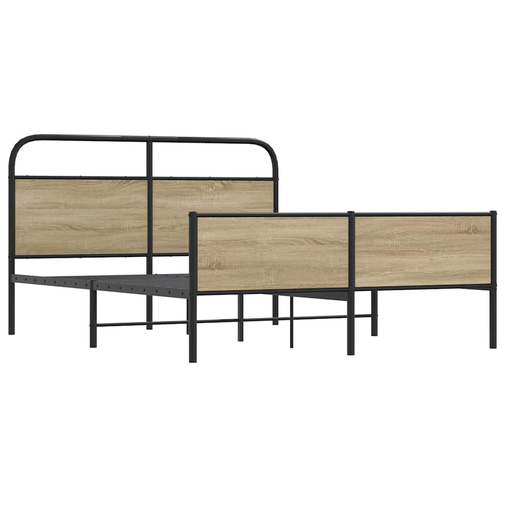 Metal Bed Frame without Mattress Smoked Oak 160x200 cm