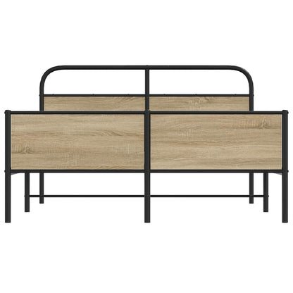 Metal Bed Frame without Mattress Smoked Oak 180x200 cm Super King