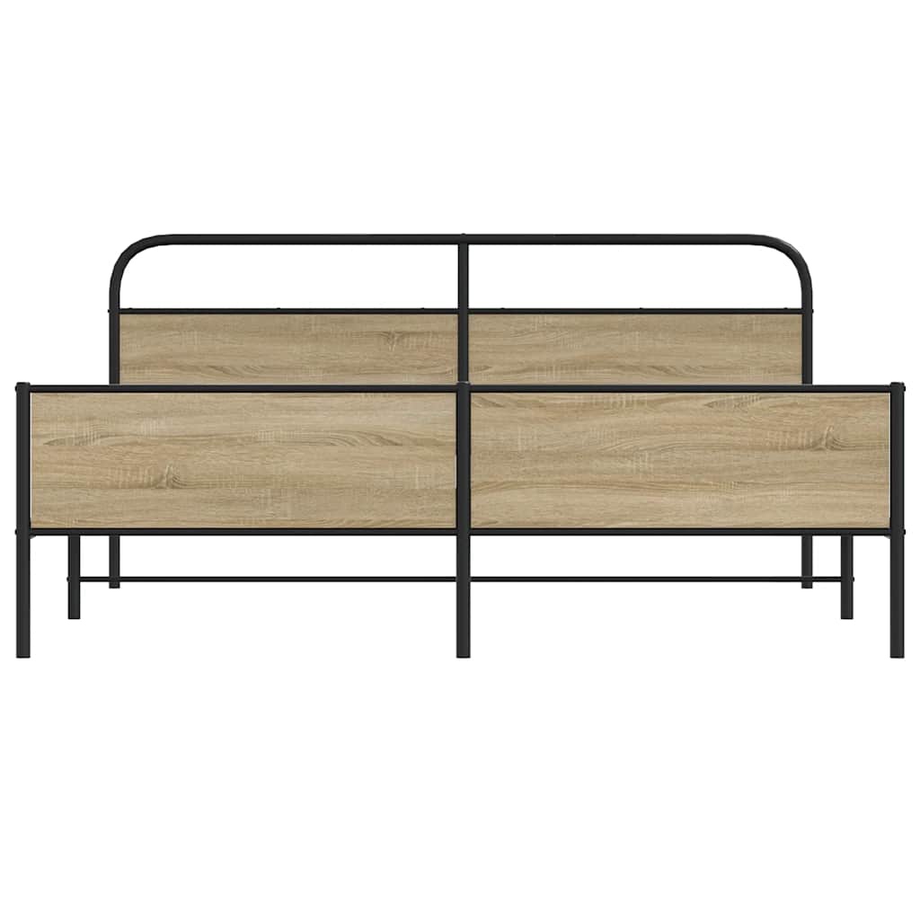 Metal Bed Frame without Mattress Smoked Oak 183x213 cm
