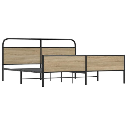 Metal Bed Frame without Mattress Smoked Oak 193x203 cm