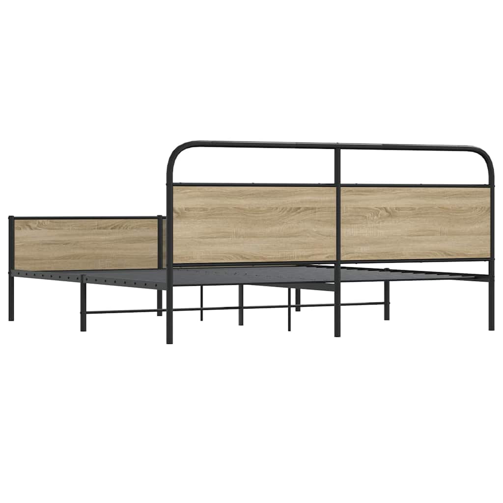 Metal Bed Frame without Mattress Smoked Oak 193x203 cm