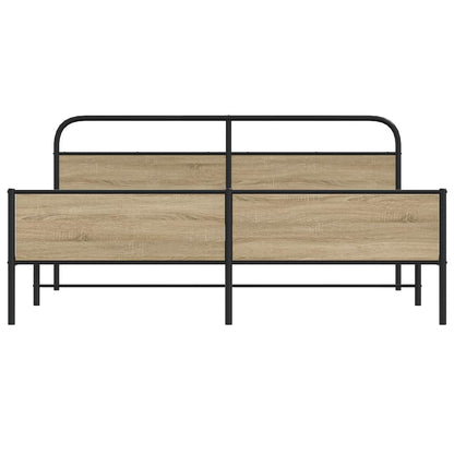 Metal Bed Frame without Mattress Smoked Oak 200x200 cm