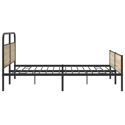 Metal Bed Frame without Mattress Smoked Oak 200x200 cm