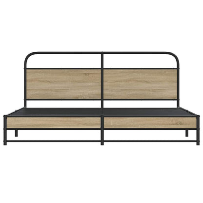 Metal Bed Frame without Mattress Smoked Oak 180x200 cm Super King