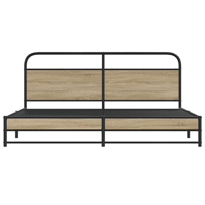 Metal Bed Frame without Mattress Smoked Oak 183x213 cm