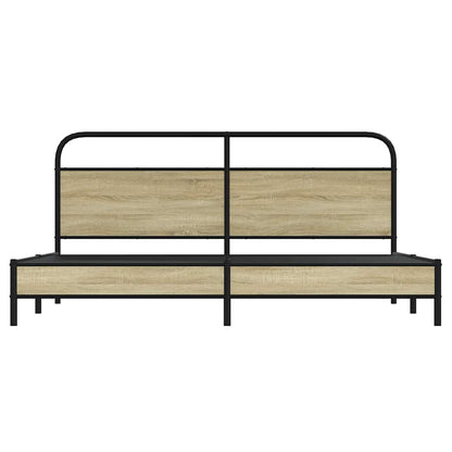 Metal Bed Frame without Mattress Sonoma Oak 180x200 cm Super King
