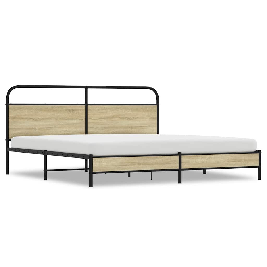 Metal Bed Frame without Mattress Sonoma Oak 183x213 cm