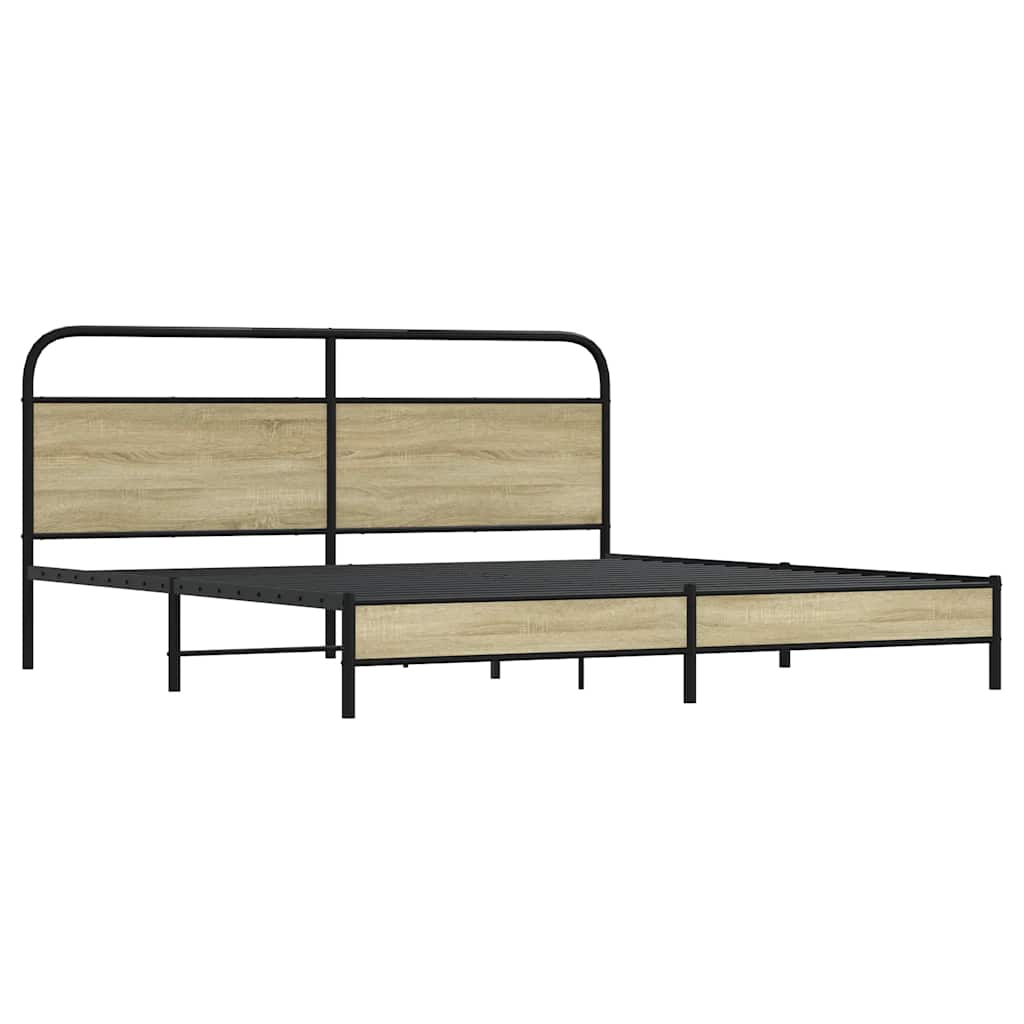 Metal Bed Frame without Mattress Sonoma Oak 183x213 cm