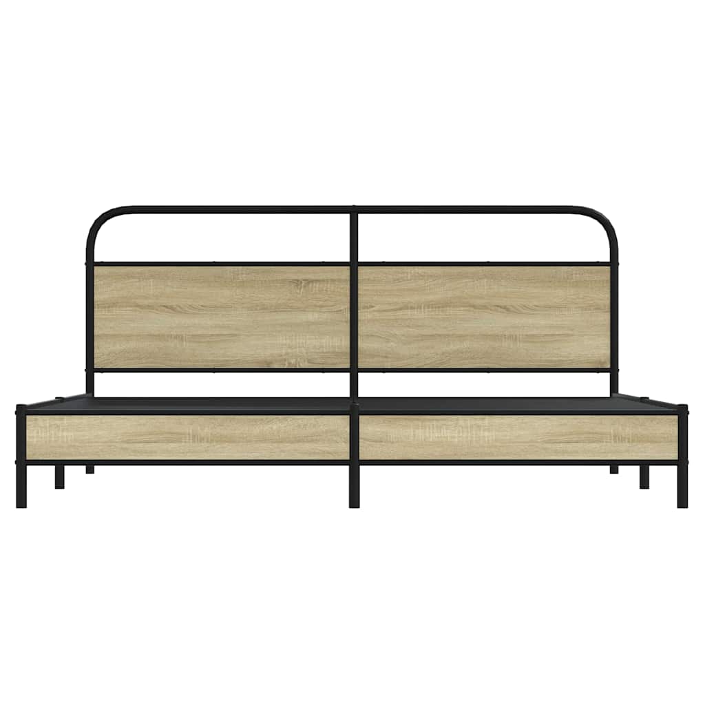 Metal Bed Frame without Mattress Sonoma Oak 183x213 cm