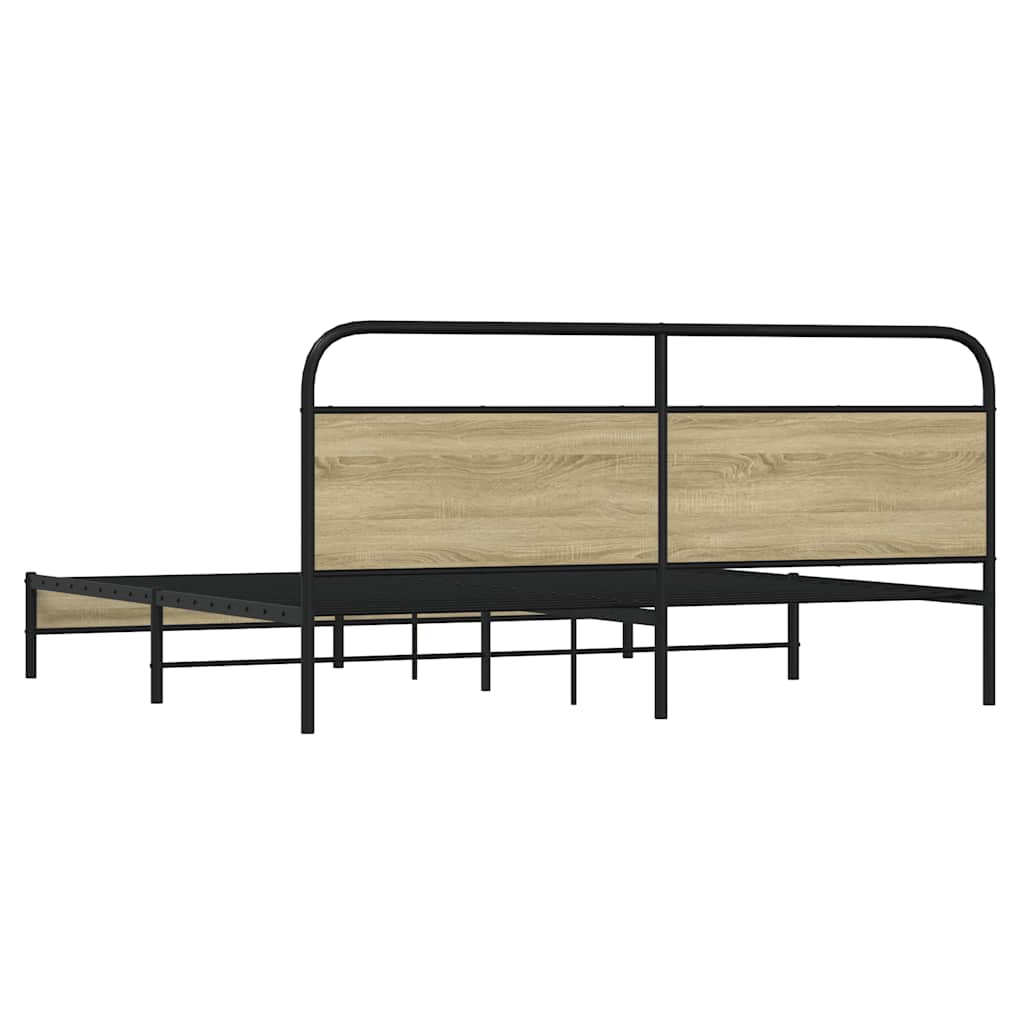 Metal Bed Frame without Mattress Sonoma Oak 183x213 cm