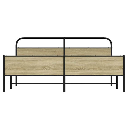 Metal Bed Frame without Mattress Sonoma Oak 180x200 cm Super King