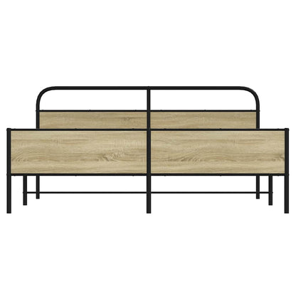 Metal Bed Frame without Mattress Sonoma Oak 183x213 cm