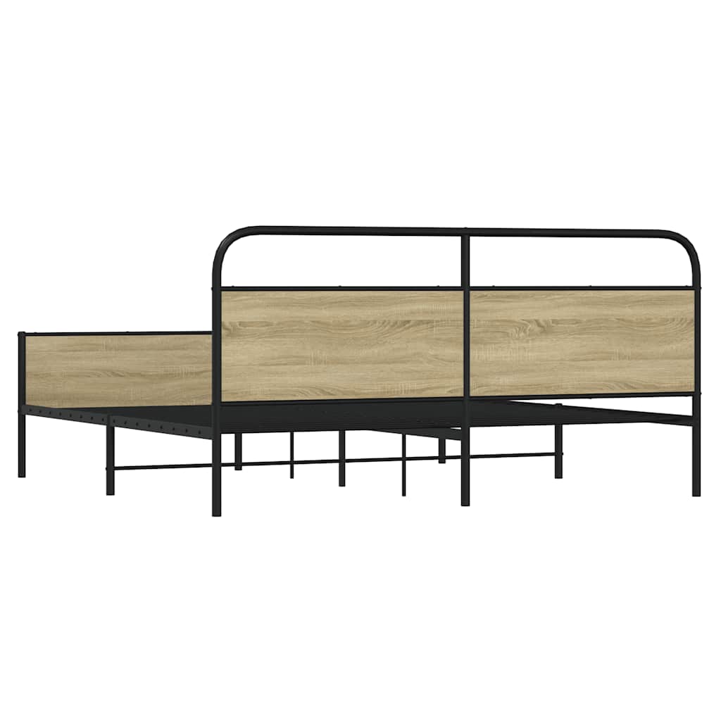 Metal Bed Frame without Mattress Sonoma Oak 183x213 cm