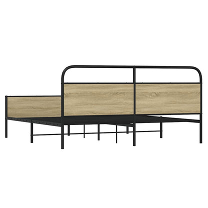 Metal Bed Frame without Mattress Sonoma Oak 183x213 cm
