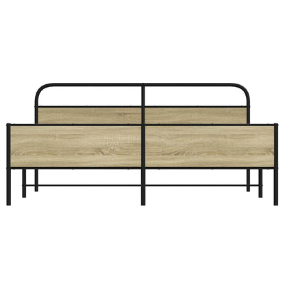 Metal Bed Frame without Mattress Sonoma Oak 200x200 cm