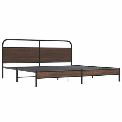 Metal Bed Frame without Mattress Brown Oak 183x213 cm