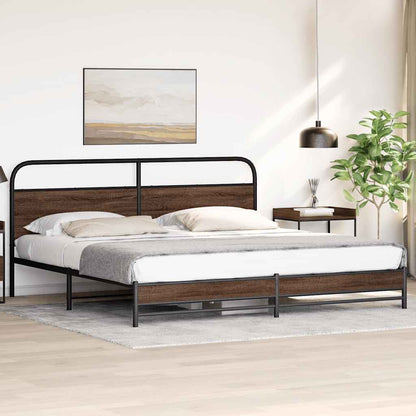 Metal Bed Frame without Mattress Brown Oak 193x203 cm