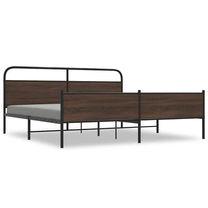 Metal Bed Frame without Mattress Brown Oak 183x213 cm