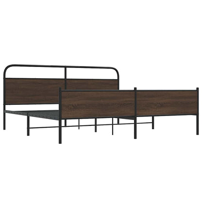 Metal Bed Frame without Mattress Brown Oak 183x213 cm