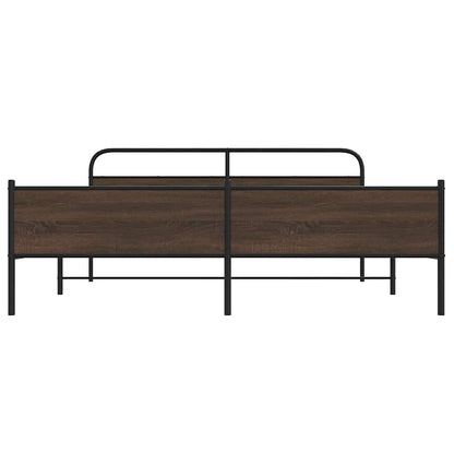 Metal Bed Frame without Mattress Brown Oak 183x213 cm
