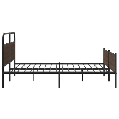 Metal Bed Frame without Mattress Brown Oak 183x213 cm