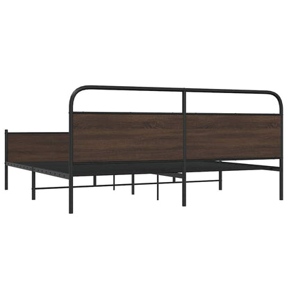 Metal Bed Frame without Mattress Brown Oak 183x213 cm