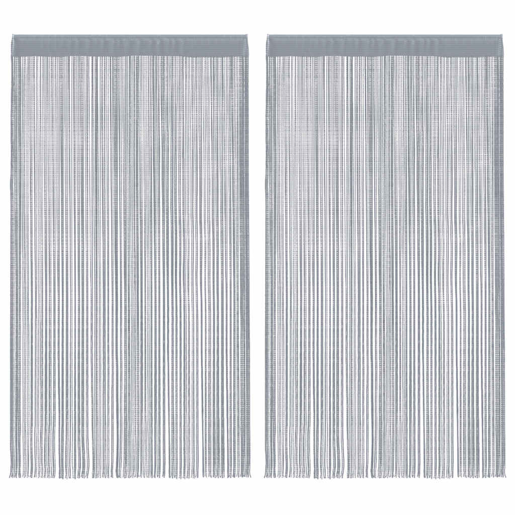 String Curtains 2 pcs Light Grey 100x250 cm